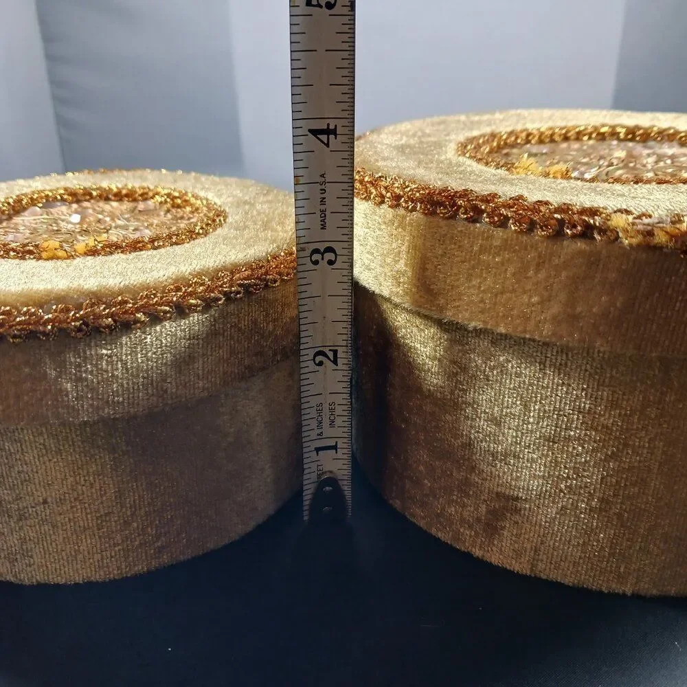 2 Vintage Nesting Box Yellow Velvet